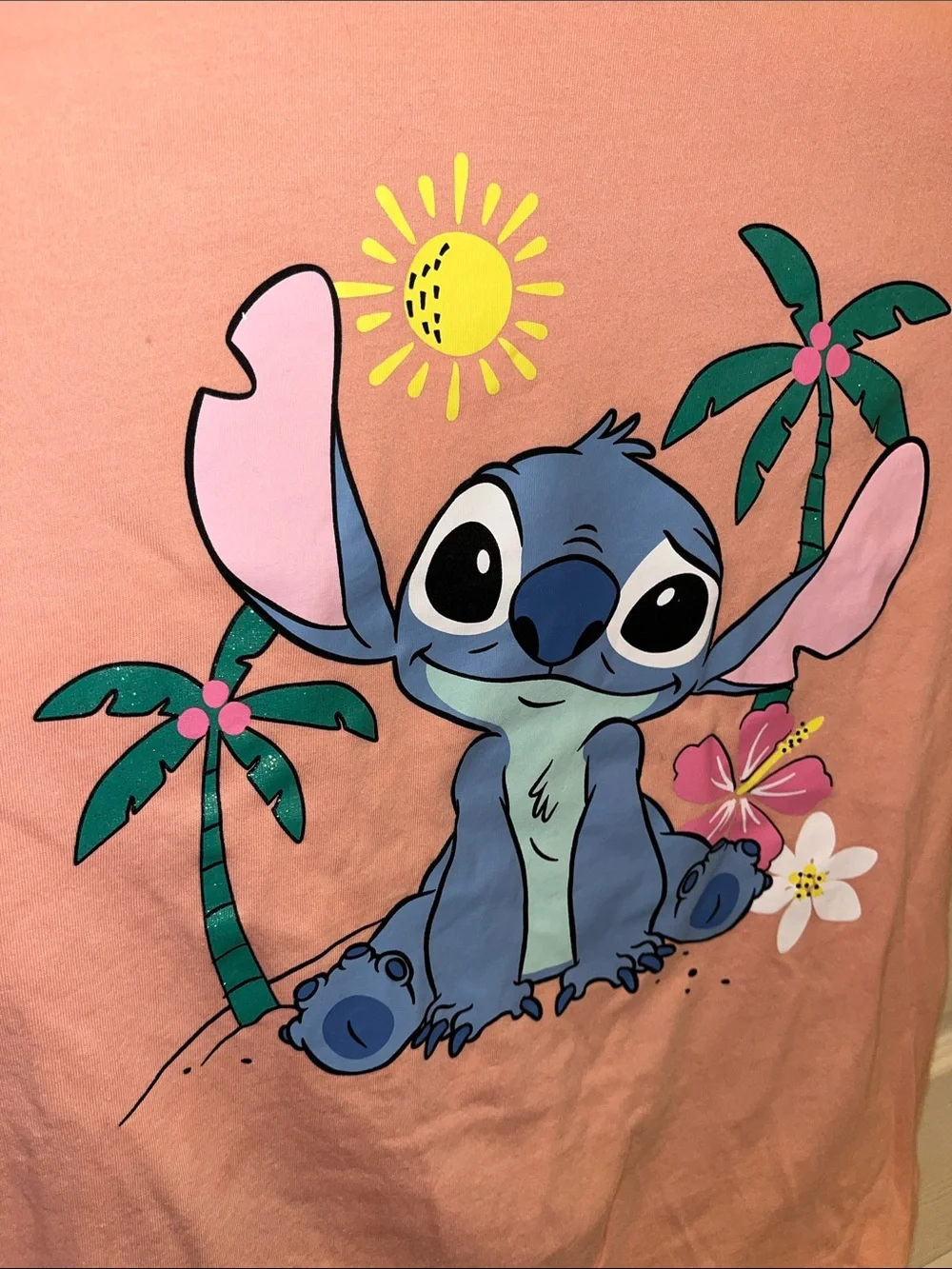 Disney Stitch Peach Tie-Front Tee and Matching Shorts Set